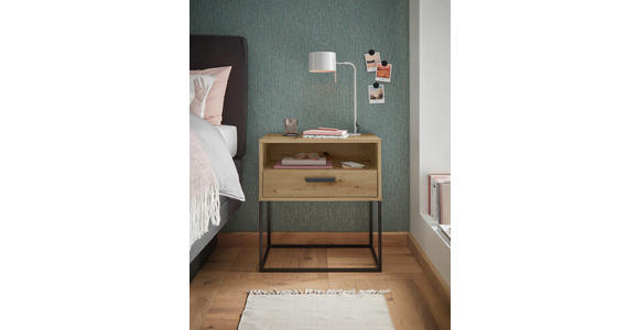 NACHTKÄSTCHEN 60/65/39 cm  in Eiche Artisan  - Schwarz/Eiche Artisan, Design, Holzwerkstoff/Kunststoff (60/65/39cm) - Carryhome