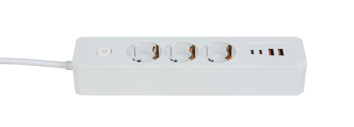 STECKDOSENLEISTE - Weiß, Basics, Kunststoff/Metall (24/5,5/4cm) - Mican