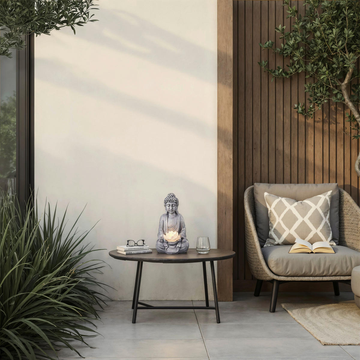 SOLÁRNÍ SVÍTIDLO, 17,8/15,3/27,9 cm - šedá/bílá, Lifestyle, plast (17,8/15,3/27,9cm) - Ambia Garden