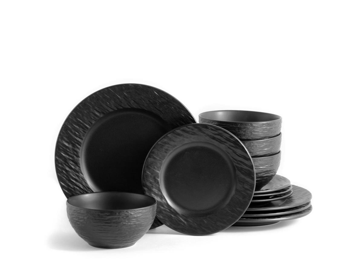 JÍDELNÍ SOUPRAVA, pórovina - černá, Basics, keramika (6,44kg) - Echtwerk