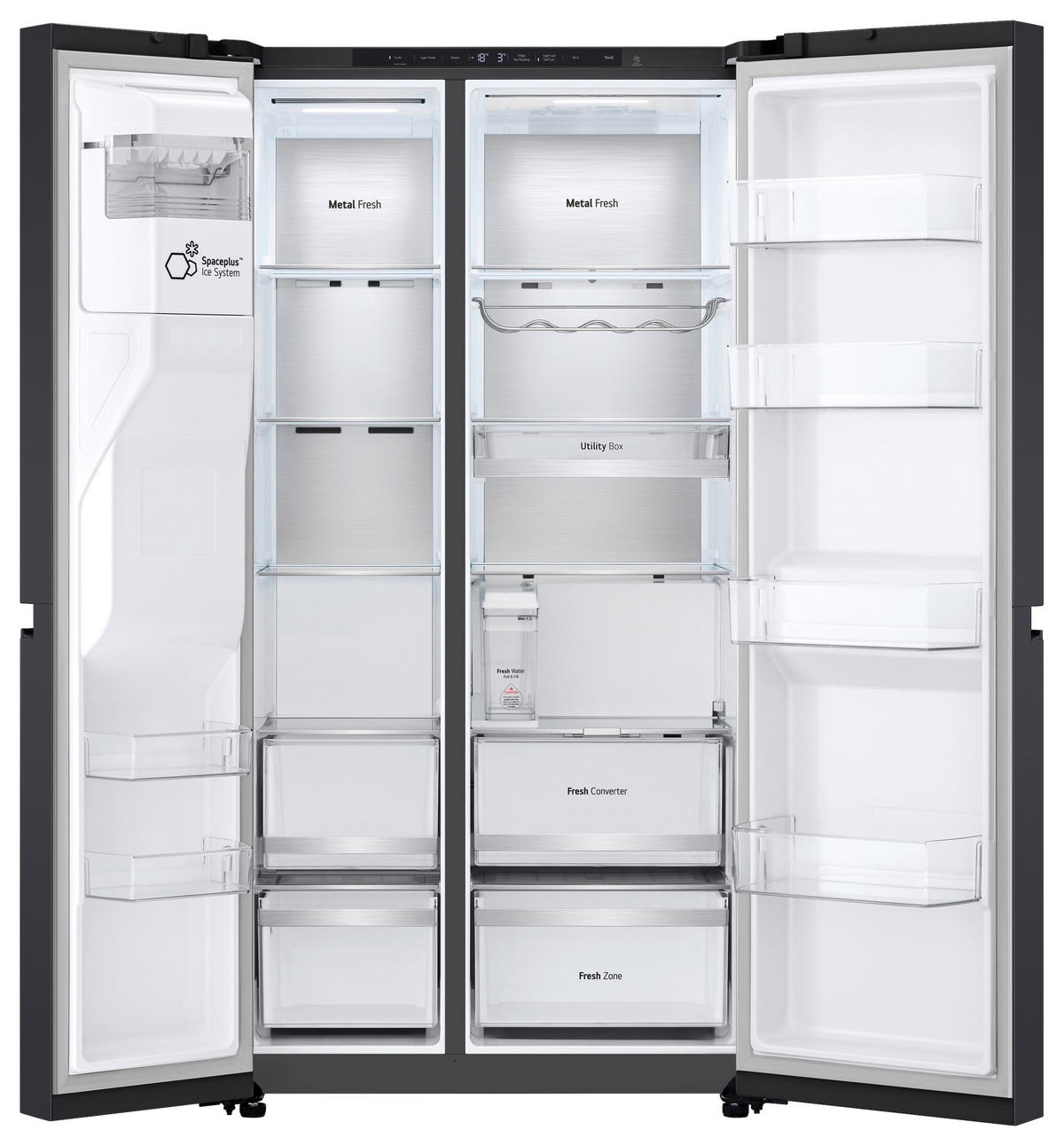 SIDE-BY-SIDE 91,3/179/73,5 cm GSLE91EVAB  - Schwarz, Trend, Glas/Kunststoff (91,3/179/73,5cm) - LG