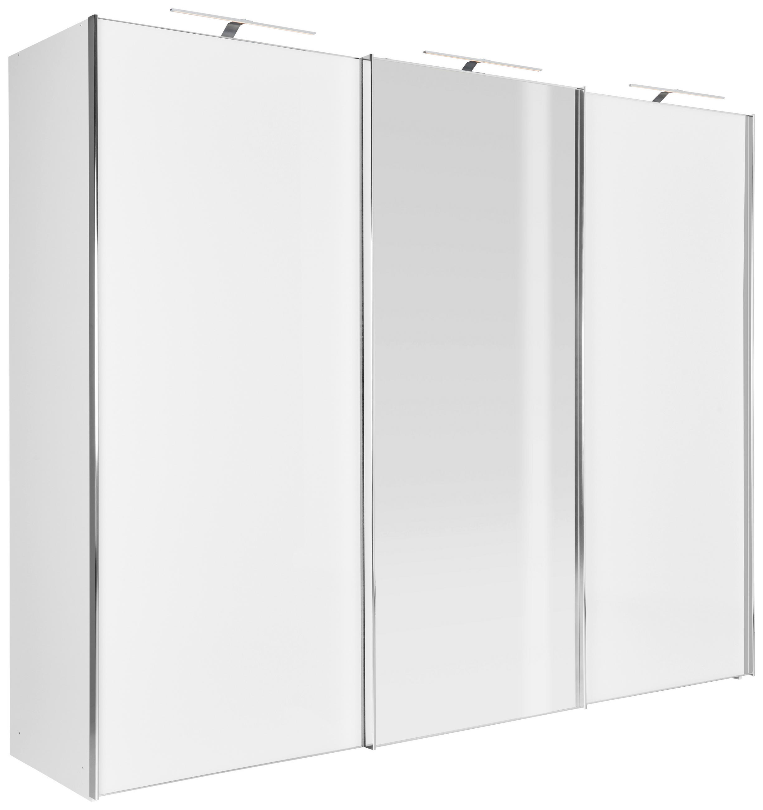 SCHWEBETÜRENSCHRANK in Weiss  - Chromfarben/Weiss, Konventionell, Glas/Holzwerkstoff (280/222/68cm) - Moderano