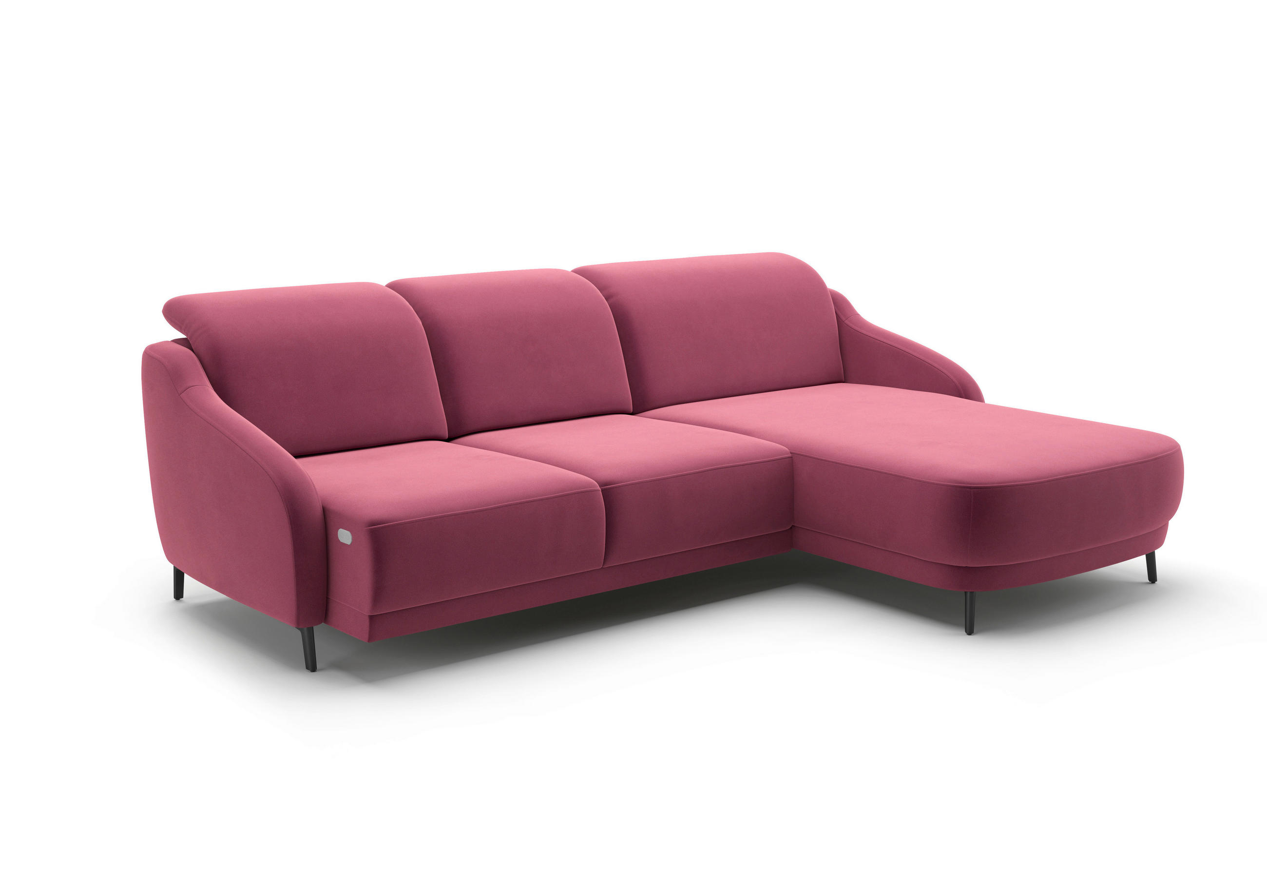 ECKSOFA in Samt Aubergine  271/191 cm  - Aubergine/Schwarz, MODERN, Textil/Metall (271/191cm) - Sit & More