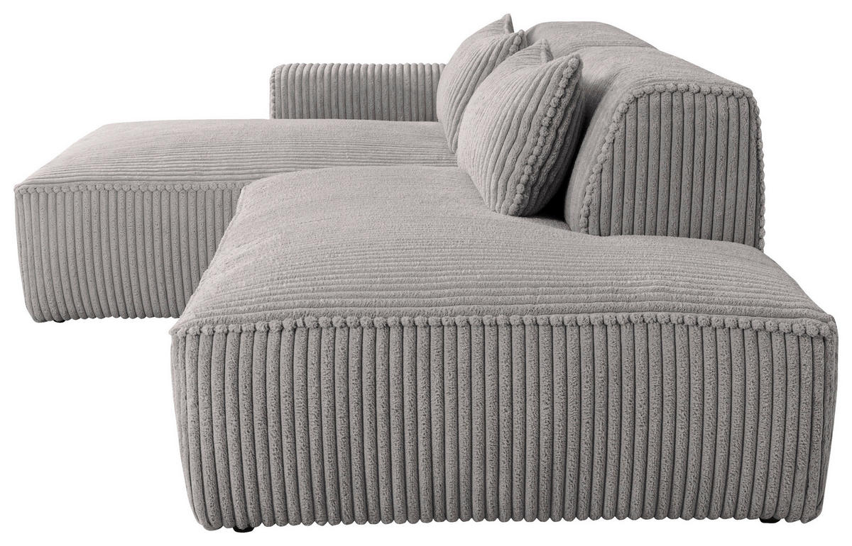 ECKSOFA BILLUND Grau Cord Nierenkissen  - Schwarz/Grau, KONVENTIONELL, Kunststoff/Textil (294/165cm) - Livetastic