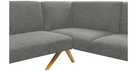 ECKBANK 218/172 cm Webstoff Grau Eiche vollmassiv   - Eichefarben/Grau, KONVENTIONELL, Holz/Textil (218/172cm) - Linea Natura