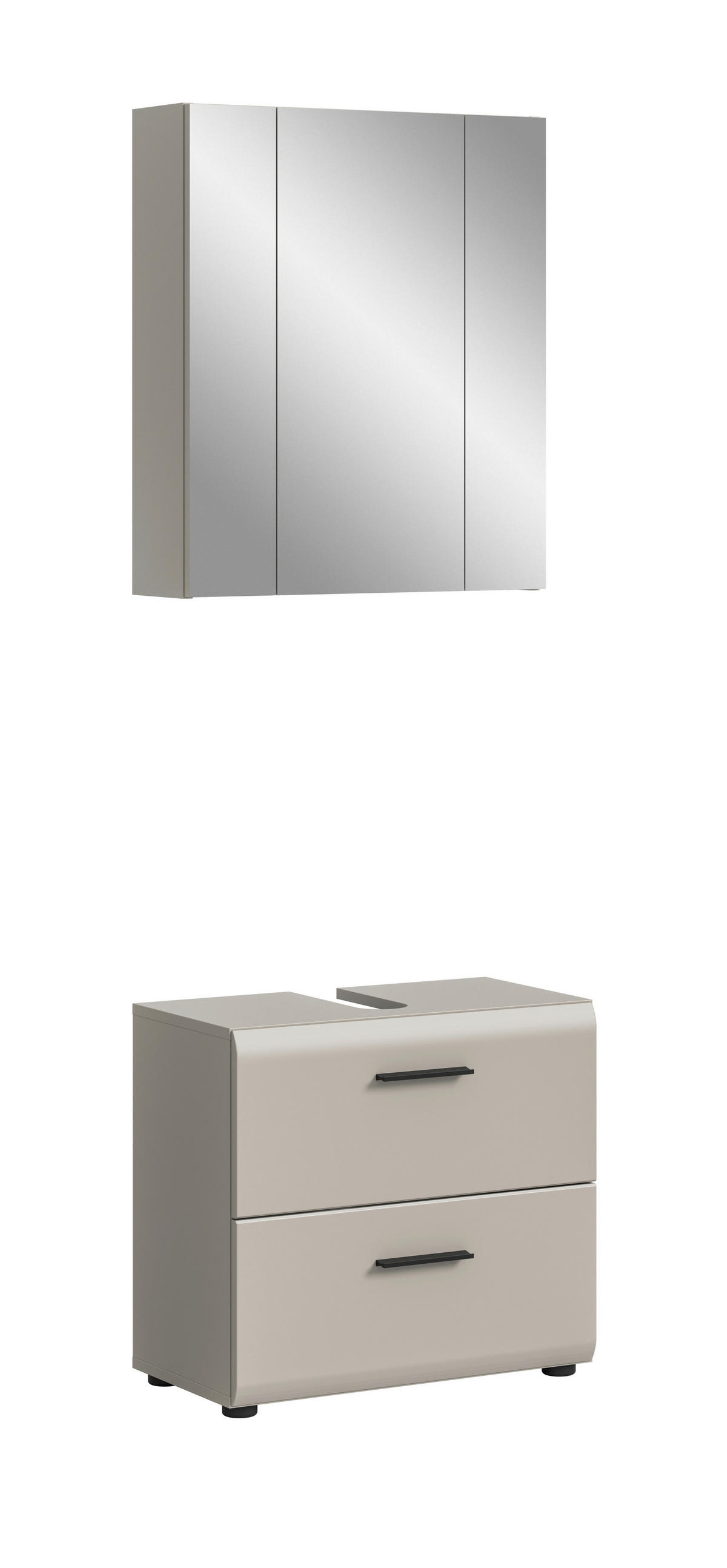 BADEZIMMER 2-teilig  in 60 cm  - Kaschmir/Schwarz, Trend, Glas/Holzwerkstoff (60cm) - MID.YOU