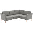 ECKSOFA  in Flachgewebe Hellgrau  238/186 cm  - Eichefarben/Hellgrau, Design, Holz/Textil (238/186cm) - Valnatura