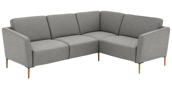 ECKSOFA  in Flachgewebe Hellgrau  238/186 cm  - Eichefarben/Hellgrau, Design, Holz/Textil (238/186cm) - Valnatura