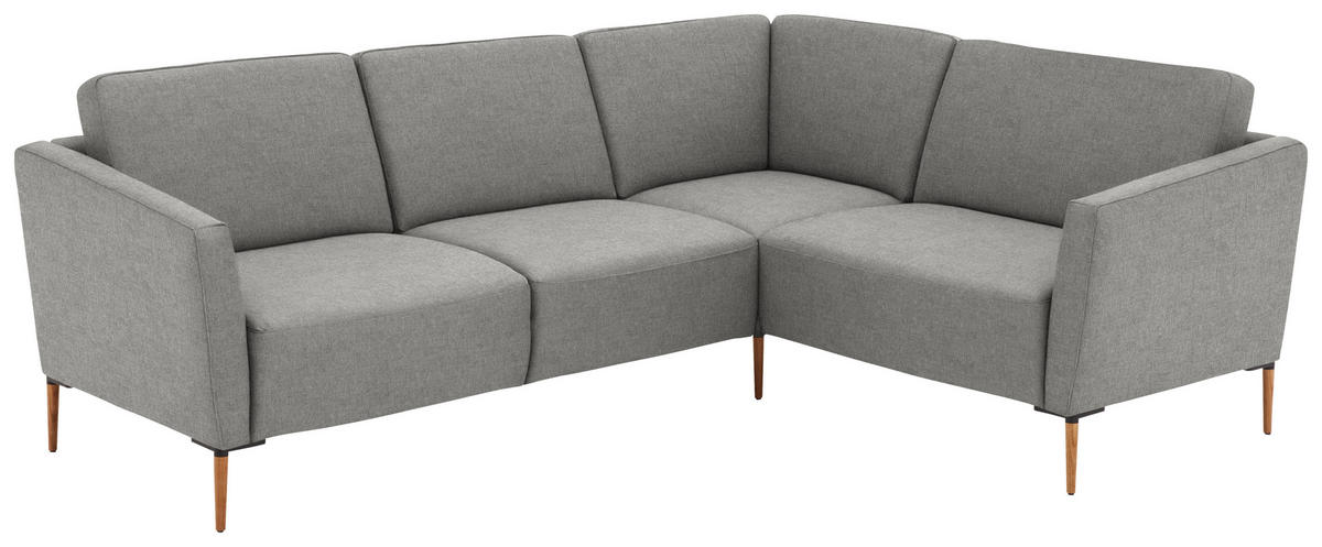 ECKSOFA  in Flachgewebe Hellgrau  238/186 cm  - Eichefarben/Hellgrau, Design, Holz/Textil (238/186cm) - Valnatura