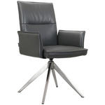 ARMLEHNSTUHL  in Edelstahl Echtleder pigmentiert  - Edelstahlfarben/Anthrazit, Design, Leder/Metall (57/92/63,5cm) - Novel