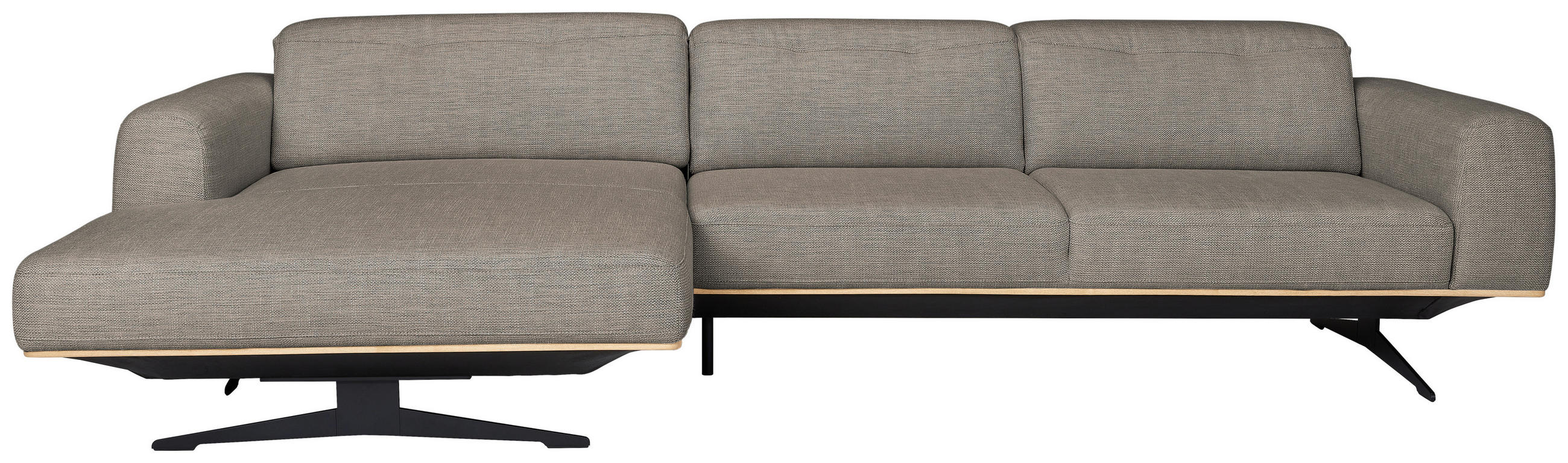 ECKSOFA Cappuccino Struktur  - Eichefarben/Schwarz, Design, Holz/Textil (163/305cm) - Novel
