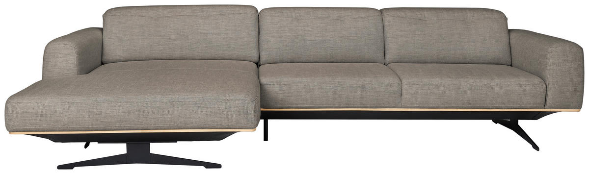 ECKSOFA Cappuccino Struktur  - Eichefarben/Schwarz, Design, Holz/Textil (163/305cm) - Novel