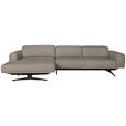 ECKSOFA in Struktur Cappuccino  - Eichefarben/Schwarz, Design, Holz/Textil (163/305cm) - Novel