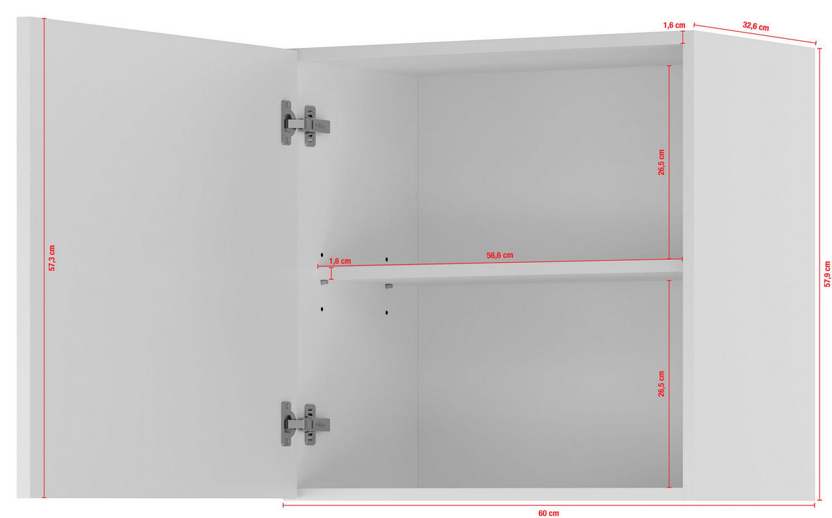 KÜCHENOBERSCHRANK 60/57,9/34,2 cm  in Weiß  - Edelstahlfarben/Weiß, Basics, Holzwerkstoff/Metall (60/57,9/34,2cm) - Impuls