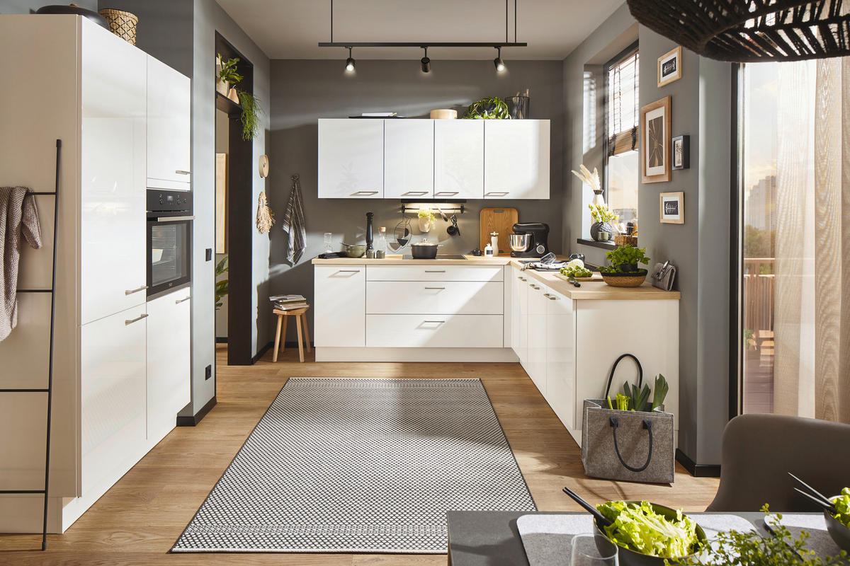 EINBAUKÜCHE   - Weiss, Design, Holzwerkstoff - Celina
