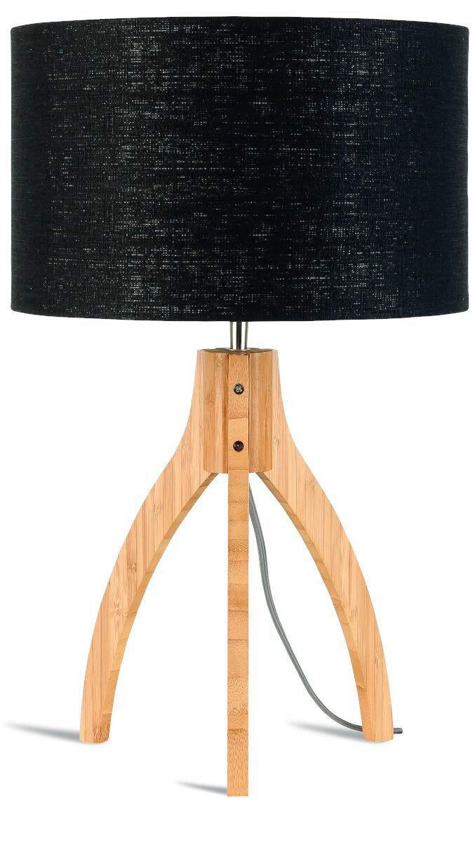 TISCHLEUCHTE - Schwarz/Naturfarben, Trend, Holz/Textil (36/54cm) - Good & Mojo