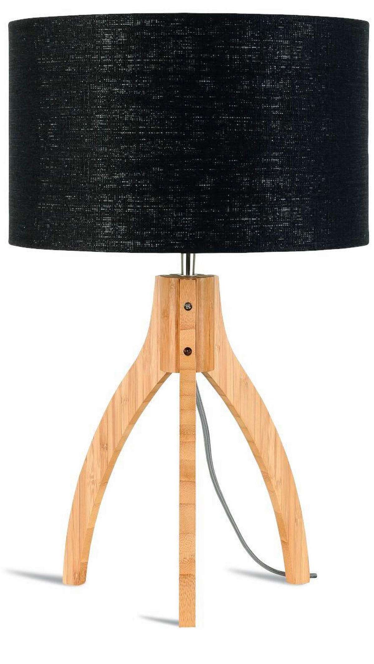 STOLNÍ LAMPA, 36/54 cm  - černá/přírodní barvy, Trend, dřevo/textil (36/54cm) - Good & Mojo