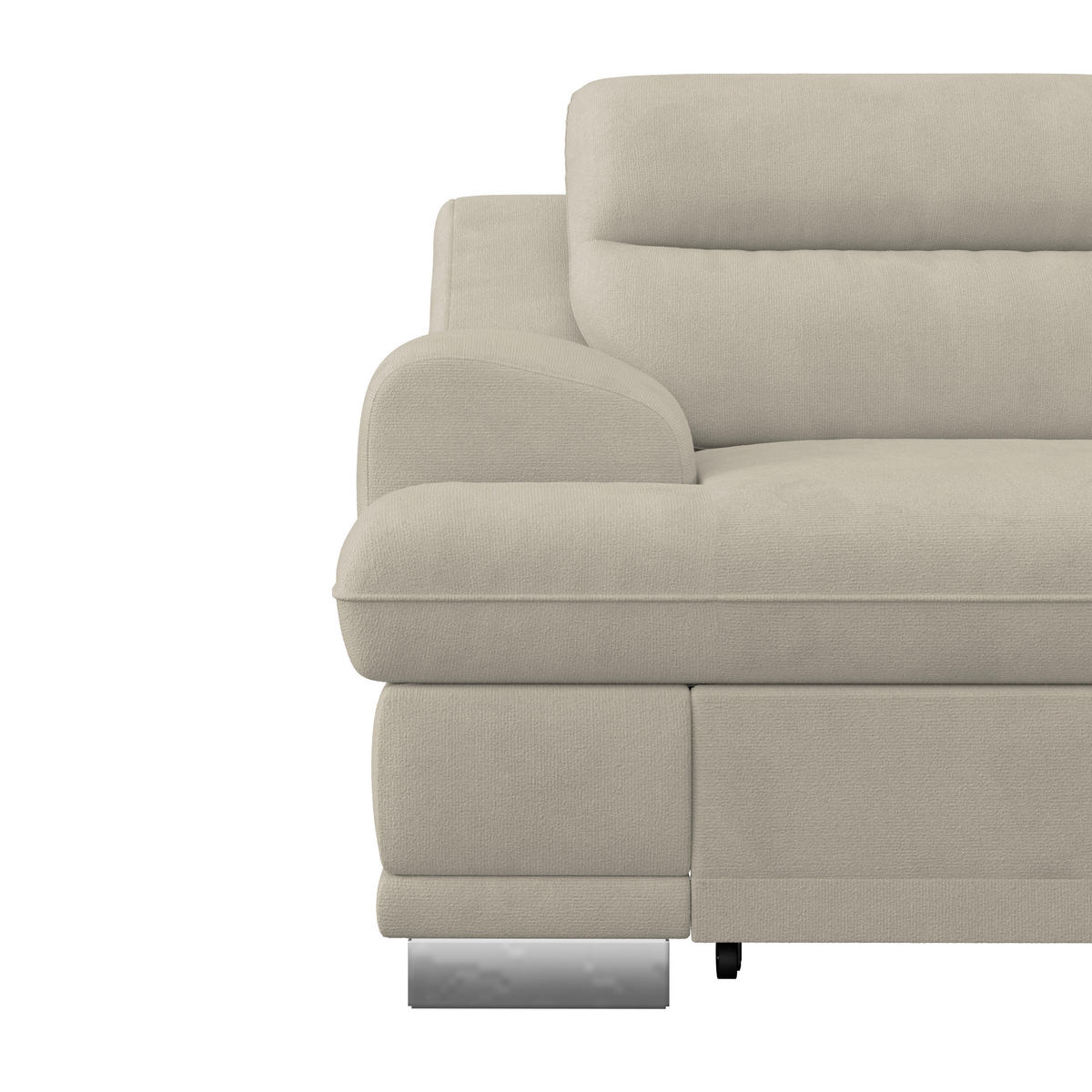 WOHNLANDSCHAFT in Velours Platinfarben  - Platinfarben/Chromfarben, KONVENTIONELL, Textil/Metall (264/217cm) - MID.YOU