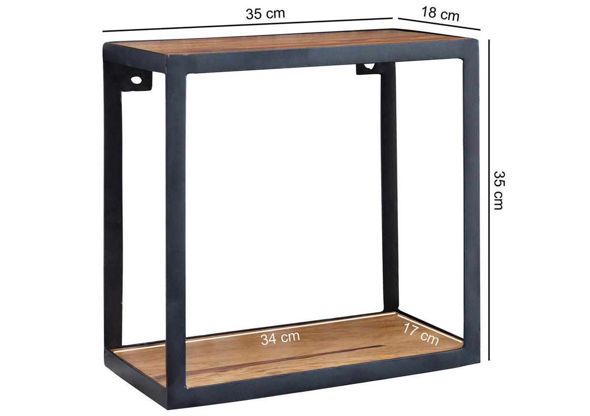WANDREGAL 35/35/18 cm  - Sheeshamfarben, MODERN, Holz/Metall (35/35/18cm) - MID.YOU