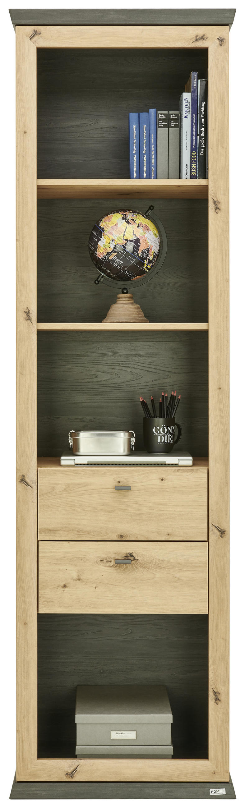 ÉTAGÈRE  60/209/43 cm Eichefarben, Dunkelgrau  - Eichefarben/Dunkelgrau, Romantik / Landhaus, Holzwerkstoff/Metall (60/209/43cm) - Hom`in