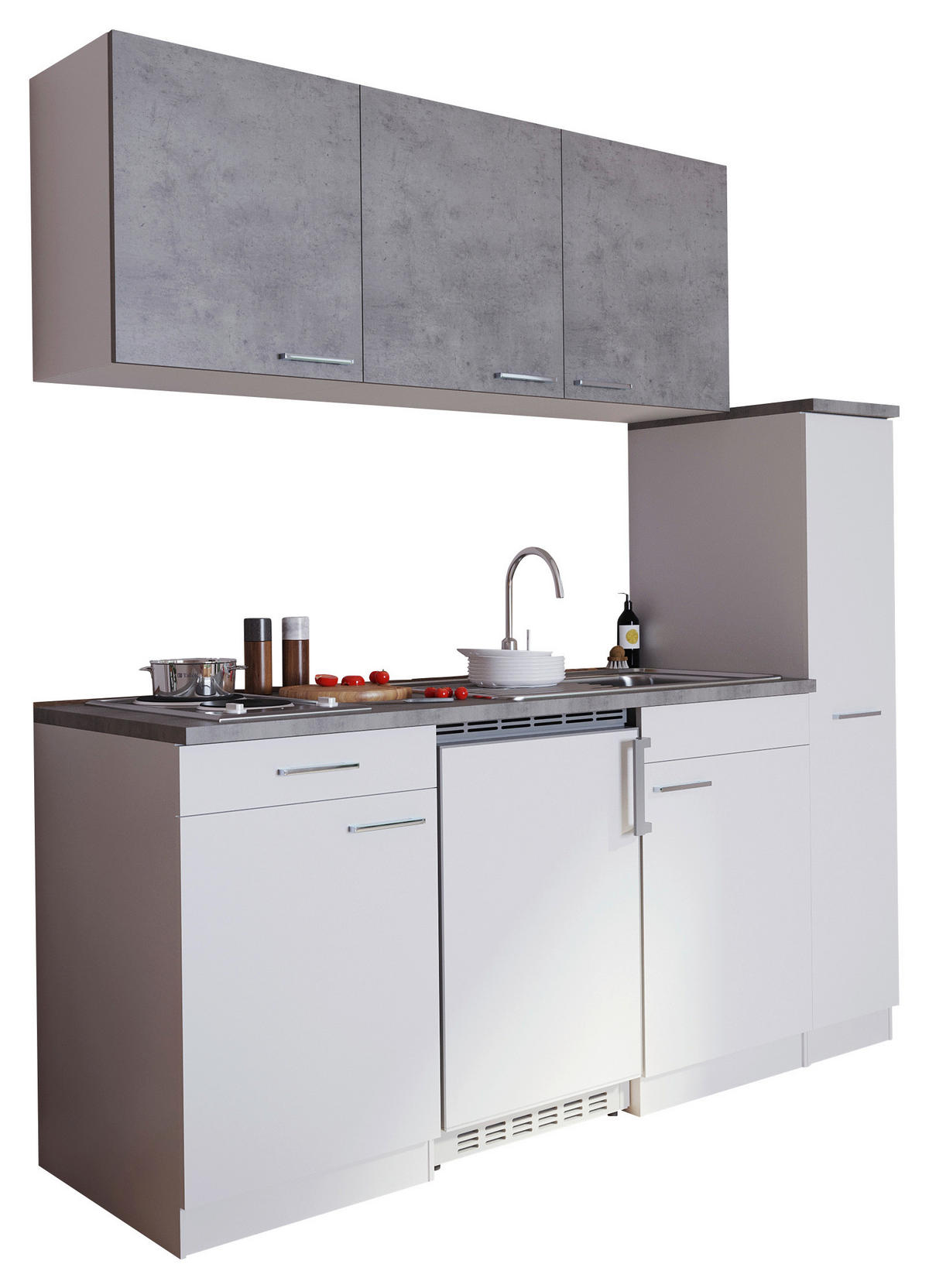 KÜCHENBLOCK 180 cm   in Weiß, Hellgrau  - Hellgrau/Weiß, MODERN, Holzwerkstoff (180cm) - Respekta