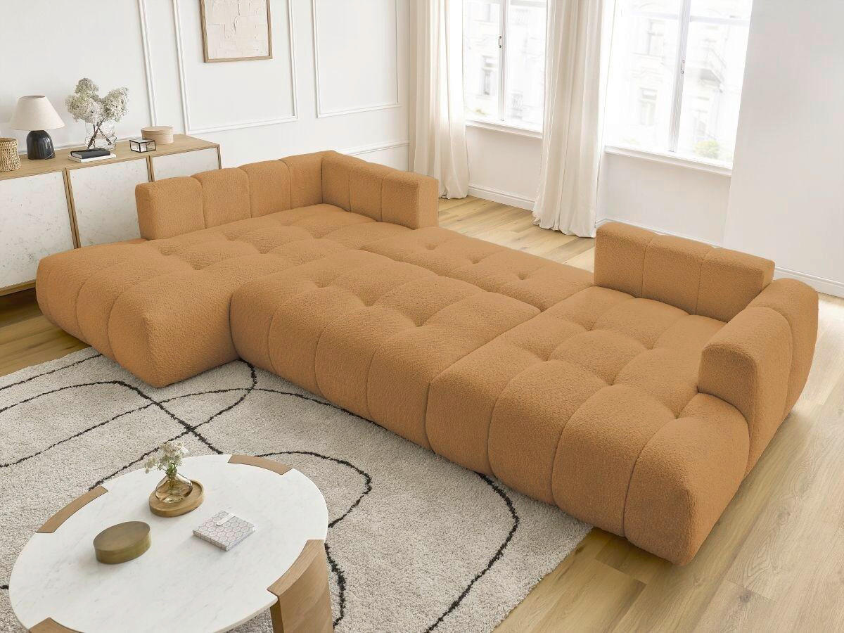 WOHNLANDSCHAFT  FUJI  Gelb Bouclé  - Gelb/Schwarz, MODERN, Kunststoff/Textil (204/377/160cm)