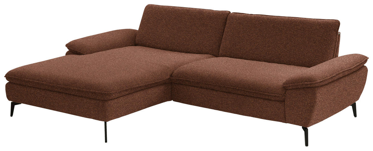 ECKSOFA in Webstoff Rostfarben  - Rostfarben/Schwarz, Design, Textil/Metall (197/295cm) - Valdera