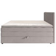 BOXSPRINGBETT 140/200 cm,  in Hellgrau, gepolstertes Kopfteil, Bettkasten, Topper, Matratzen, H2 + H3 = mittel + fest  - Hellgrau/Schwarz, KONVENTIONELL, Kunststoff/Textil (140/200cm) - Esposa