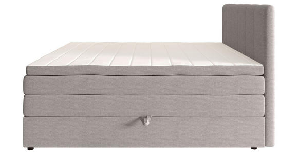 BOXSPRINGBETT 140/200 cm,  in Hellgrau, gepolstertes Kopfteil, Bettkasten, Topper, Matratzen, H2 + H3 = mittel + fest  - Hellgrau/Schwarz, KONVENTIONELL, Kunststoff/Textil (140/200cm) - Esposa
