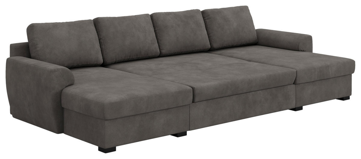 WOHNLANDSCHAFT Grau Mikrofaser  - Schwarz/Grau, Trend, Kunststoff/Textil (154/327/86cm) - MID.YOU