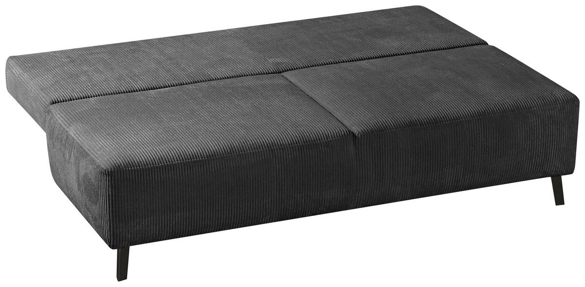 SCHLAFSOFA in Cord Grau  - Schwarz/Grau, MODERN, Textil/Metall (197/92/88cm) - Venda