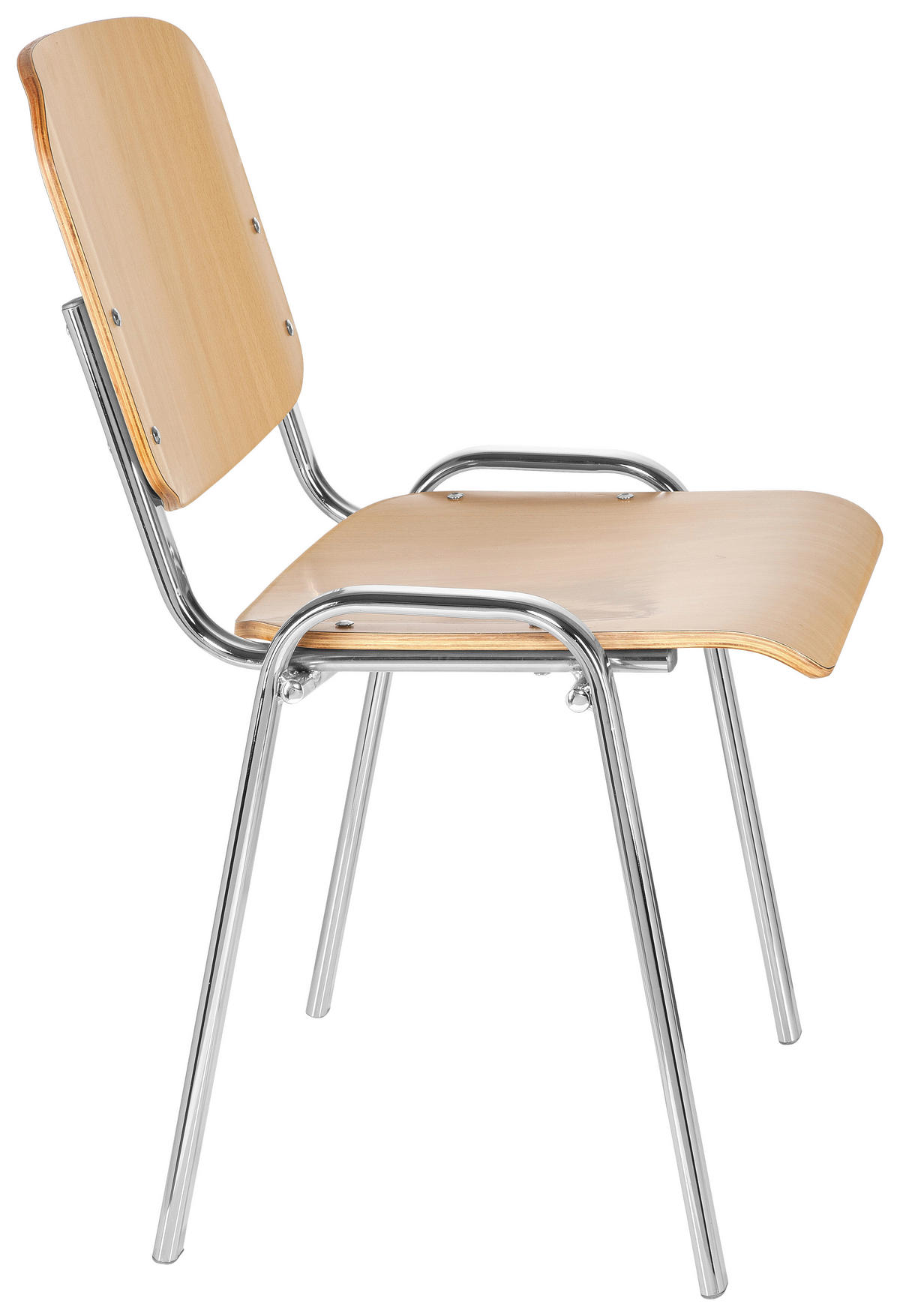 BESUCHERSTUHL Buchefarben, Chromfarben  - Chromfarben/Buchefarben, Basics, Holz/Metall (58/81/48cm) - MID.YOU