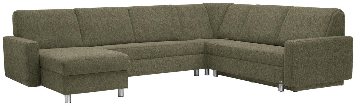 WOHNLANDSCHAFT in Chenille Olivgrün  - Alufarben/Olivgrün, KONVENTIONELL, Kunststoff/Textil (158/322/236cm) - Sedda