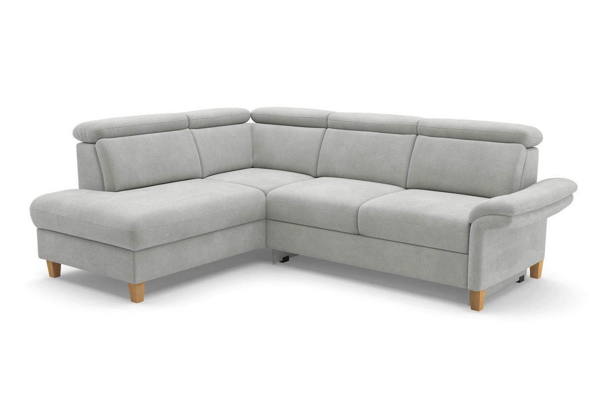 ECKSOFA GLENDALE E Silberfarben Flachgewebe  - Eichefarben/Silberfarben, KONVENTIONELL, Holz/Textil (193/247cm) - Sit & More