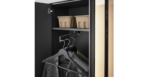 GARDEROBE in 128,8/205,5/37,1 cm - Wildeiche/Grau, Design, Glas/Holz (128,8/205,5/37,1cm) - Dieter Knoll