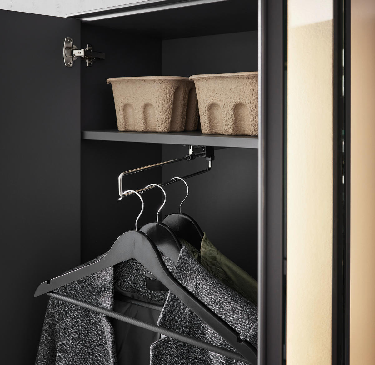 GARDEROBE  in 128,8/205,5/37,1 cm  - Wildeiche/Grau, Design, Glas/Holz (128,8/205,5/37,1cm) - Dieter Knoll