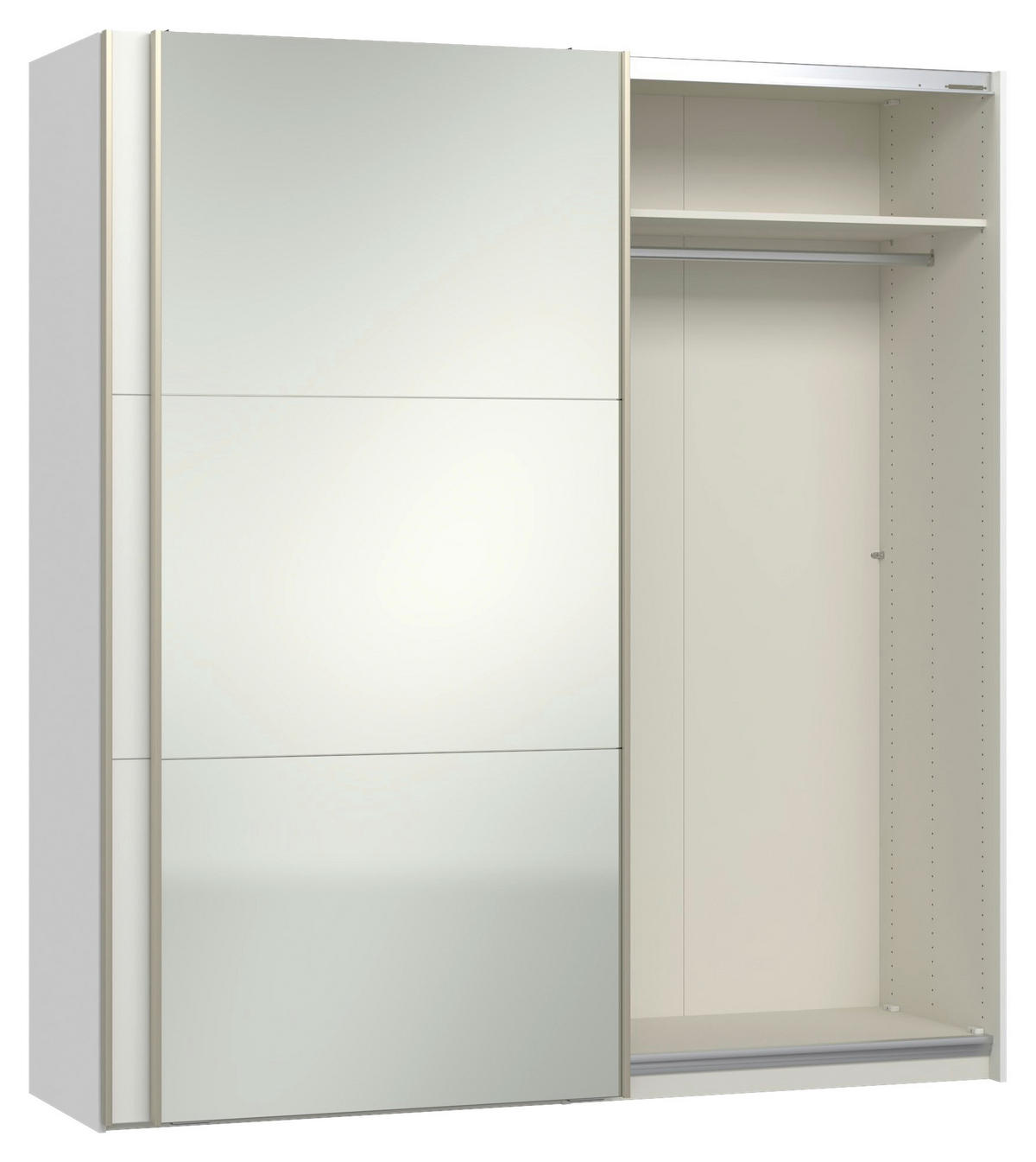 SCHWEBETÜRENSCHRANK 203/220/65 cm 2-türig Weiß  - Edelstahlfarben/Weiß, Design, Glas/Holzwerkstoff (203/220/65cm) - Jutzler