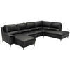 SOFA in Echtleder Schwarz  - Schwarz, Konventionell, Leder/Metall (163/326/212cm) - Livetastic
