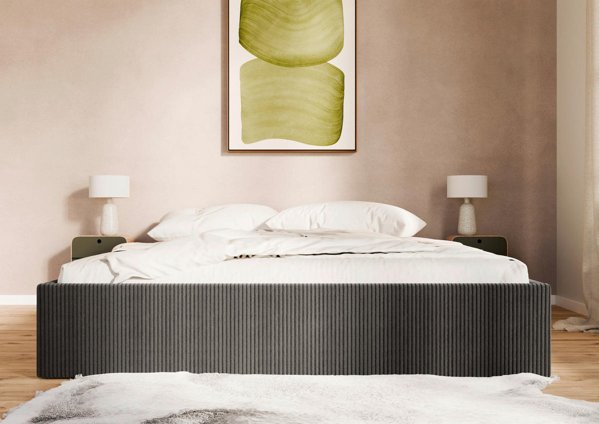 POLSTERBETT Lattenrost, Bettkasten 180/200 cm  in Schwarz  - Schwarz, Design, Holz/Textil (180/200cm) - Boxxx