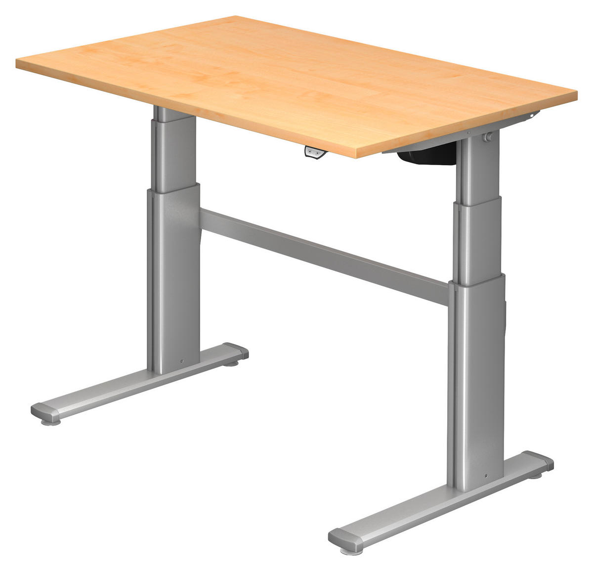 SCHREIBTISCH höhenverstellbar  - Silberfarben/Ahornfarben, Design, Holzwerkstoff/Metall (120/80/66-130cm) - Venda