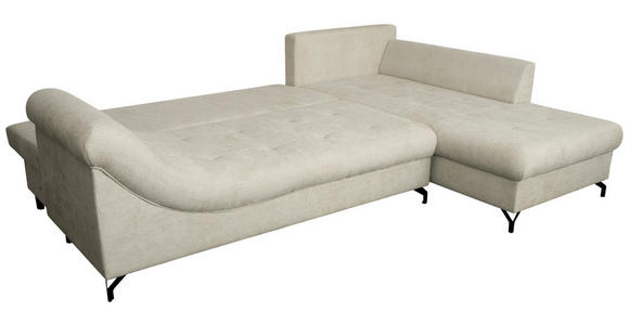 ECKSOFA Hellgrau Struktur - Hellgrau/Schwarz, KONVENTIONELL, Textil/Metall (247/194cm) - Carryhome