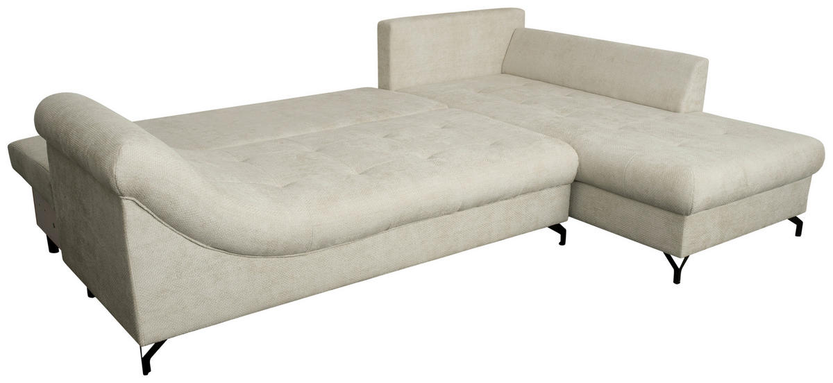 ECKSOFA Hellgrau Struktur  - Hellgrau/Schwarz, KONVENTIONELL, Textil/Metall (274/194cm) - Carryhome