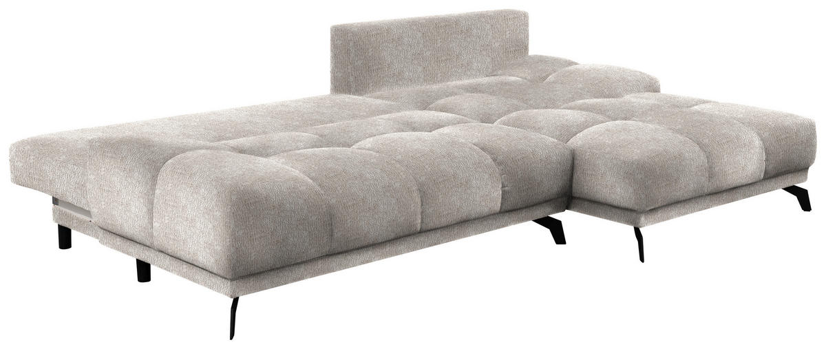 ECKSOFA in Chenille Sandfarben  - Sandfarben/Schwarz, Modern, Textil/Metall (290/182cm) - Hom`in