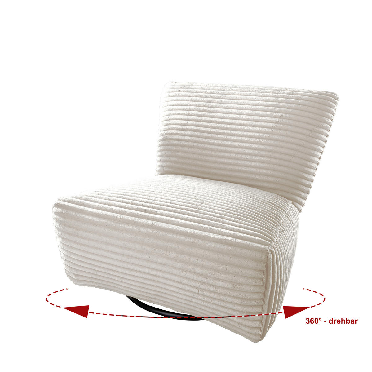 XXL-SESSEL in Cord Weiss  - Weiss/Schwarz, Trend, Textil/Metall (95/77/94cm) - Livetastic