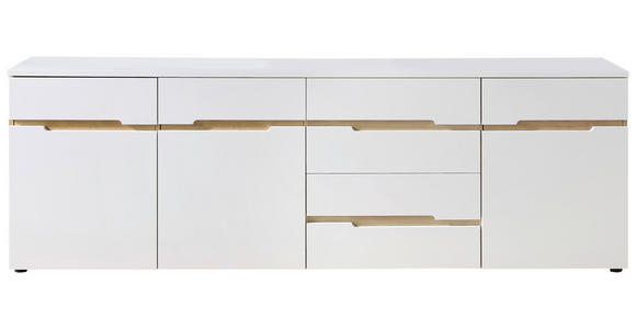 SIDEBOARD Weiß, Eiche Artisan 230,2/75,5/43,8 cm - Schwarz/Weiß, Trend, Holzwerkstoff/Kunststoff (230,2/75,5/43,8cm) - Carryhome