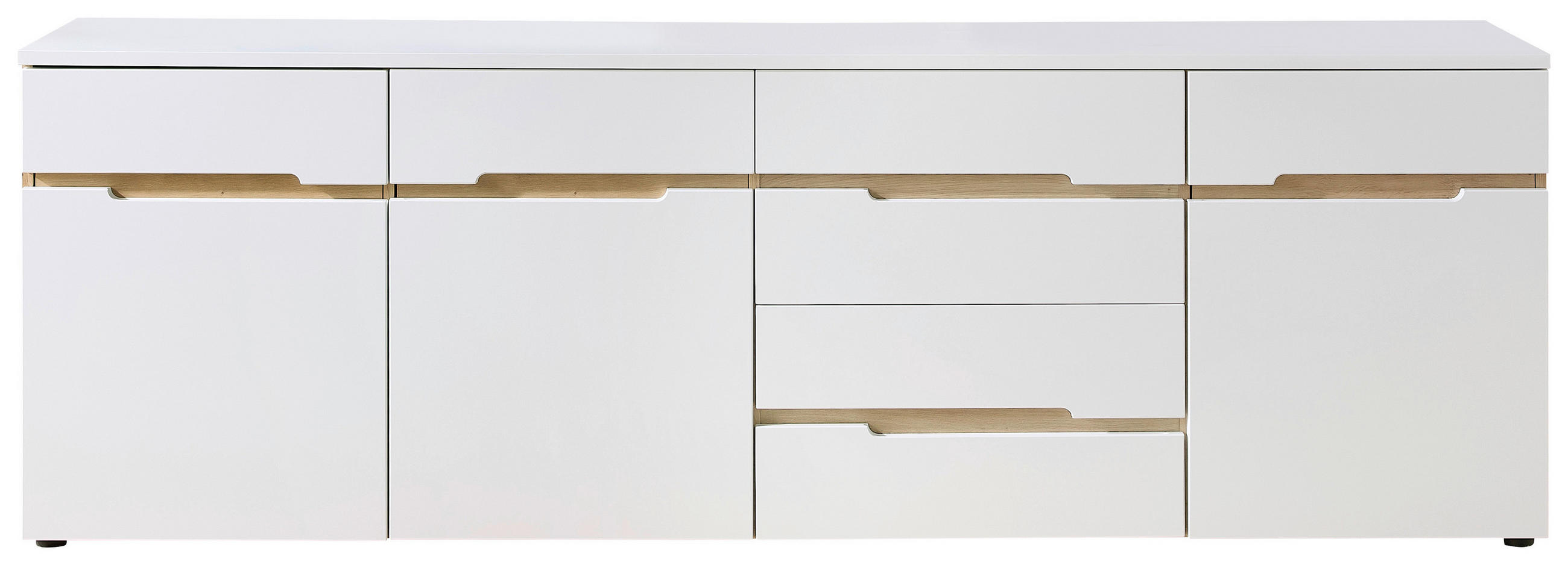 Carryhome ŠIROKÁ KOMODA, bílá, dub artisan, 230,2/75,5/43,8 cm