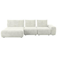 CANAPÉ D'ANGLE in Velours Creme  - Creme/Schwarz, Design, Kunststoff/Textil (174/347cm) - Xora