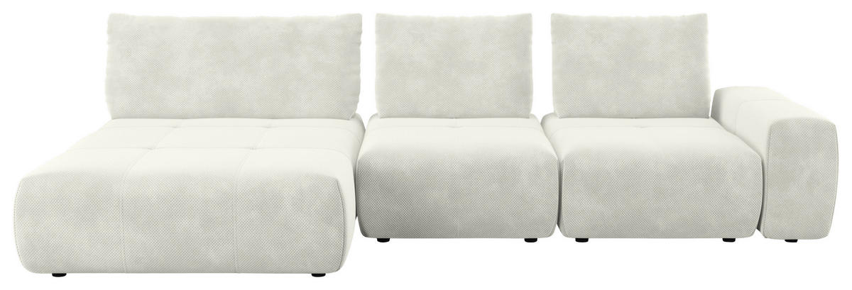 CANAPÉ D'ANGLE in Velours Creme  - Creme/Schwarz, Design, Kunststoff/Textil (174/347cm) - Xora
