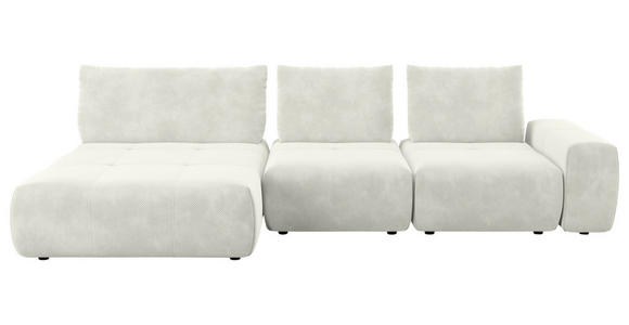 ECKSOFA in Velours Creme 174/347 cm - Creme/Schwarz, Design, Kunststoff/Textil (174/347cm) - Xora