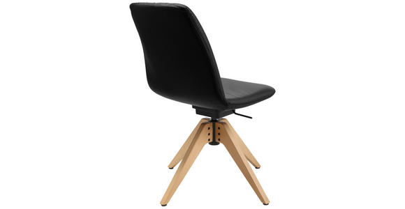 STUHL in Echtleder pigmentiert Holz, Leder - Eichefarben/Schwarz, Design, Leder/Holz (46/82,5-85,25/55cm) - Johann Jakob